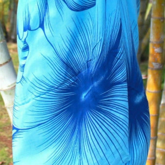 SOLD-Hawaiian Hibiscus Sarong Wrap Skirt Dress - Picture 3 of 7